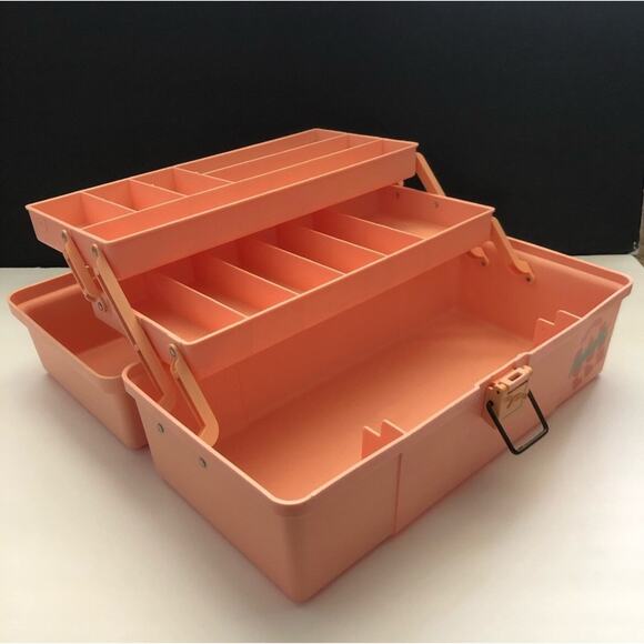 Plano Caboodles Pink Peach Plastic 2 Tray Jewelry Make Up Storage Case 552072 - Picture 8 of 14